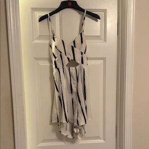 Navy and White Striped Cut-out Romper